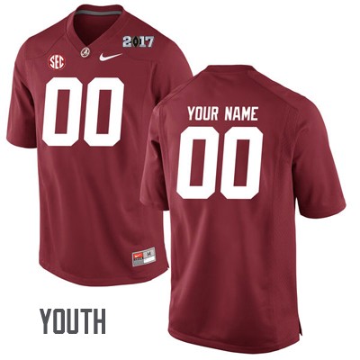 Alabama Crimson Tide Youth Custom #00 Crimson NCAA Nike Authentic Stitched Playoff Embroidered College Football Jersey TU16T75KH
